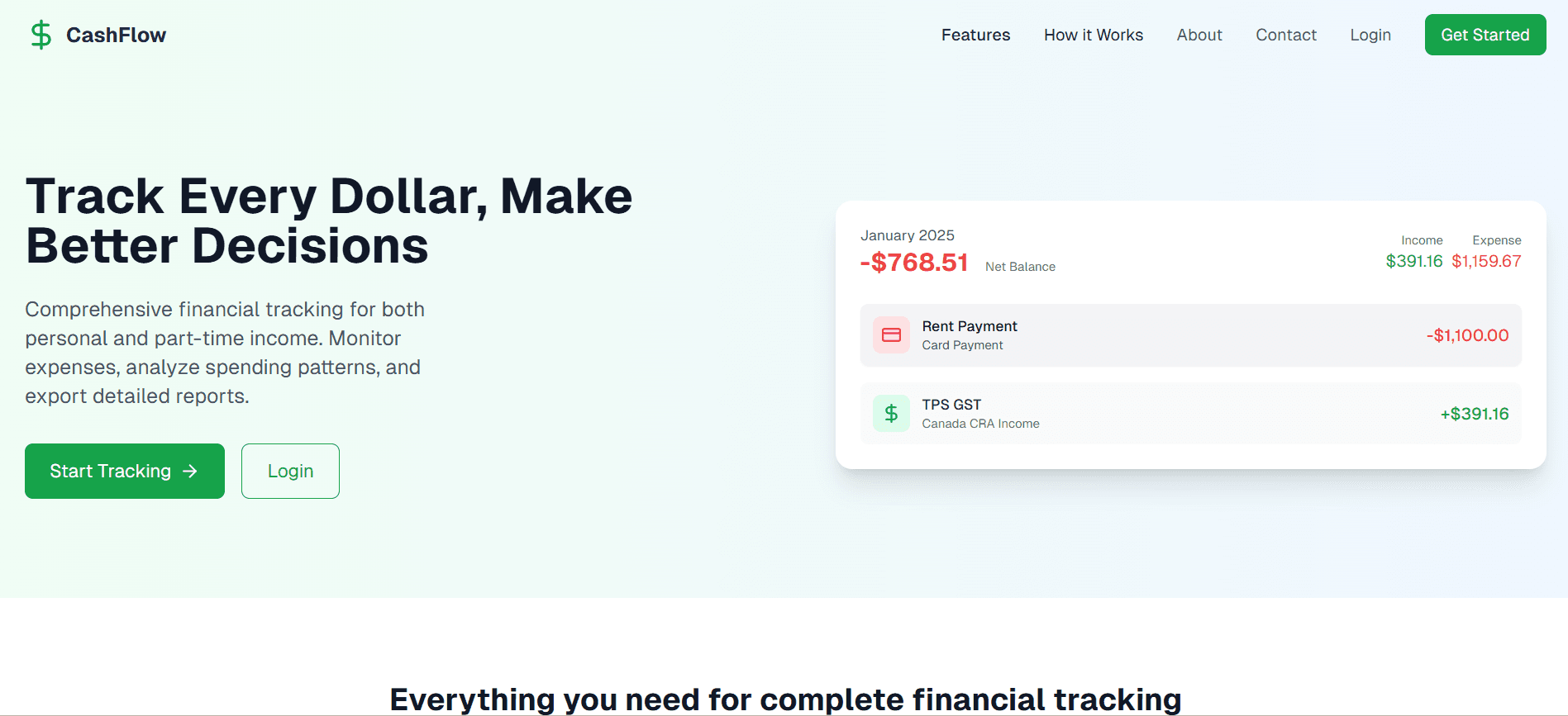 Screenshot of My Money project